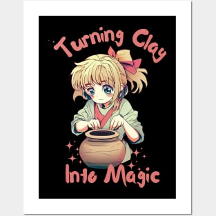 Turning clay into magic Pottery Anime girl Posters and Art